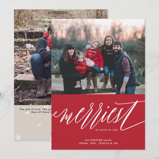 Merriest Days Christmas Holiday Photo Card (Front/Back)
