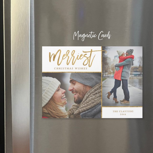 Merriest Faux Foil 2 Photo Carte de Noël magnétiqu (Créateur téléchargé)