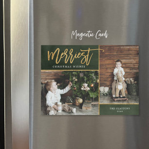 Merriest Faux Foil 2 Photo Carte de Noël magnétiqu