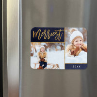 Merriest Faux Gold Foil 2 Photo Holiday