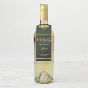 Merriest Faux Gold Foil Corporate Holiday Gift Bottle Tag