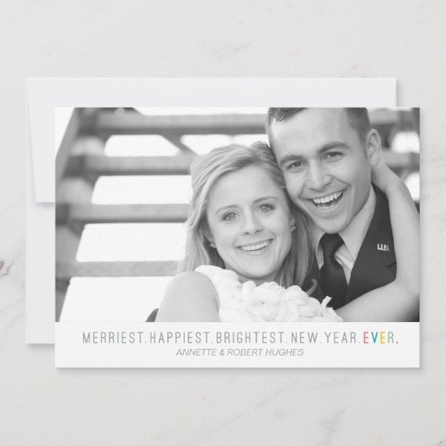 Merriest Happiest Brightest New Year | Photo Card (Front)