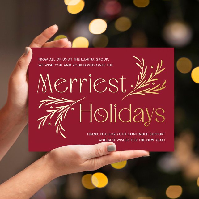 Merriest Holidays FOIL Business Holiday Card (Creator Uploaded)