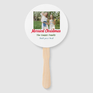 Merriest joyful christmas holiday add family name hand fan