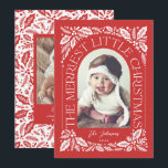 Merriest Little Christmas Berry Photo Arch Red Holiday Card<br><div class="desc">A unique and modern holiday card featuring an arch photo shape with modern styled typography that curves elegantly around your photo, and original hand-drawn winter foliage artwork. Easily personalize the front and back with your own text and photos using the template provided. To customize even further, click on the “Edit...</div>