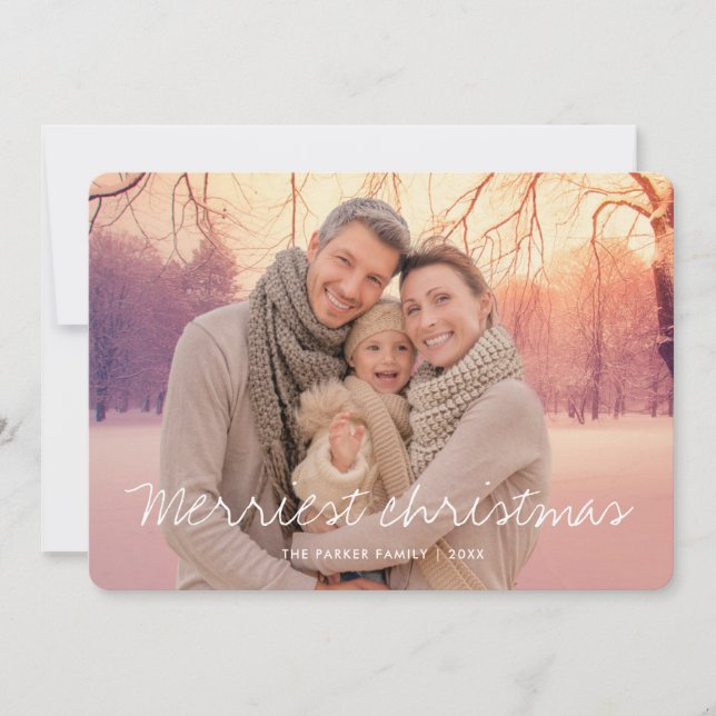 Merriest Script Christmas Photo Card (Front)