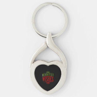 Merriest Wishes Christmas Message Keychain