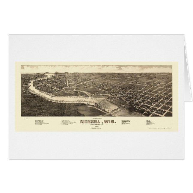Merrill, WI Panoramic Map - 1883 (Front Horizontal)