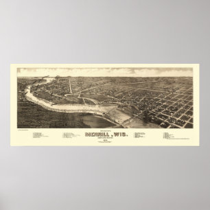 Merrill, WI Panoramic Map - 1883 Poster