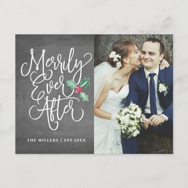 Merrily Ever After Holiday Photo Thank You (Front)