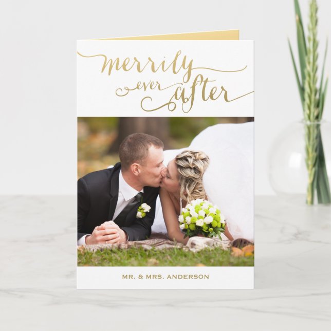 Merrily Ever After Married | Holiday Photo Card (Front)