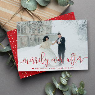 Merrily Ever After   Newlywed Holiday Photo Card