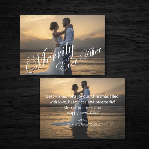 merrily ever after, newlyweds 2 photos holiday  card
