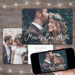 Merrily Ever After Newlyweds Photo First Christmas Holiday Card<br><div class="desc">Send joyful holiday wishes as a new Mr. & Mrs! Celebrate your first married Christmas and share two of your favourite wedding pictures with a stylish custom photo "Merrily Ever After" holiday card. All text on this template is simple to personalize to include any wording, such as Merry and Married,...</div>