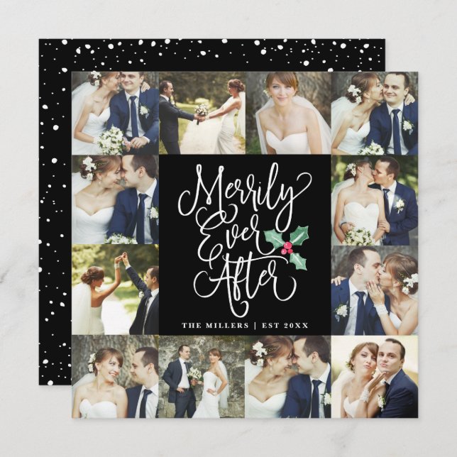 Merrily Ever After Wedding Holiday 12 Photo Card (Front/Back)
