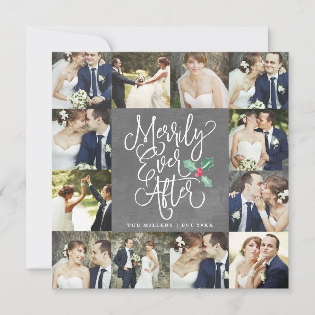 Merrily Ever After Wedding Holiday 12 Photo Card (Front)
