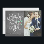 Merrily Ever After Wedding Holiday Photo<br><div class="desc">Spread love while showing off your wedding photos this holiday season with this chic and modern Just Married Holiday Photo card. Perfect for the newly married couple to use as a holiday card, wedding announcement or thank you card around the holidays season. This card highlights your wedding photo by pairing...</div>