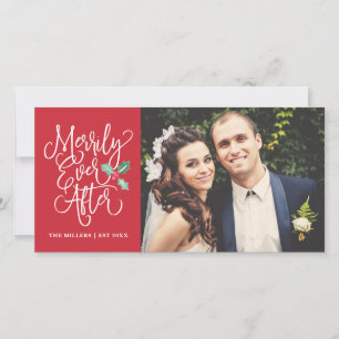 Merrily Ever After Wedding Holiday Photo   Red Card