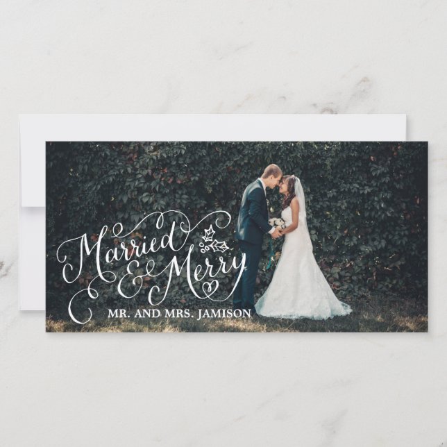 Merrily Married and Merry Holiday Photo Card (Front)