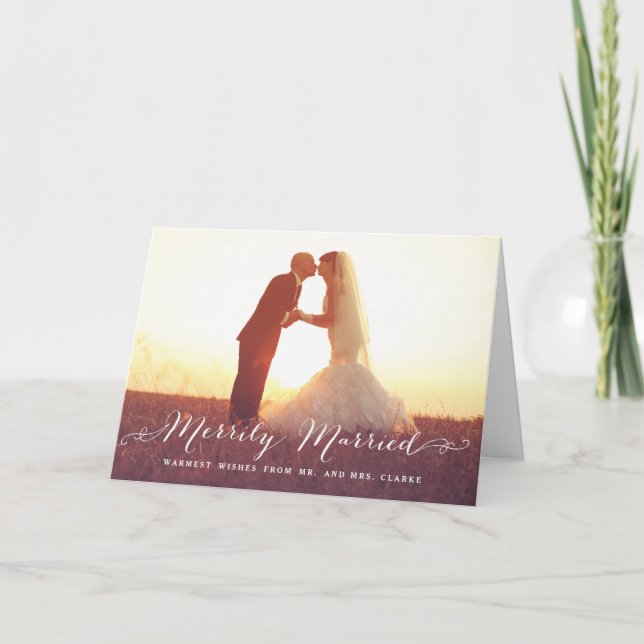 Merrily Married Christmas Photo Holiday Card (Front)