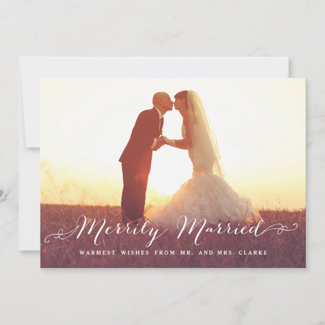 Merrily Married Christmas Photo Holiday Card (Front)