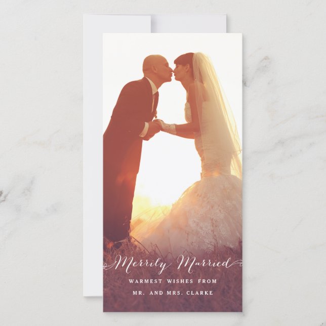 Merrily Married Christmas Photo Holiday Card (Front)