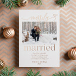 Merrily Married Newlywed Christmas Foil Holiday Card<br><div class="desc">This Merrily Married Foil Holiday Card is the perfect card to send your holiday wishes to everyone after your special day. Share your first Christmas as a married couple with those you love most! Share two very special photos and a personalized note to family and friends in celebration of celebrating...</div>