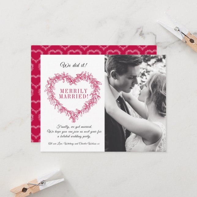 Merrily married red white mistletoe Christmas (Front/Back In Situ)