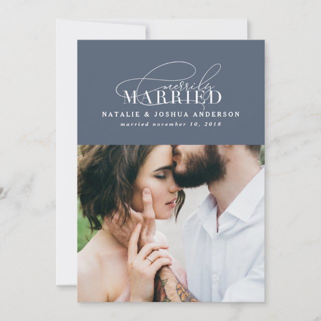 Merrily married wedding announcement (Front)