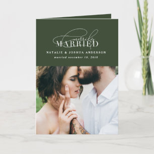 Merrily married wedding announcement Holiday card