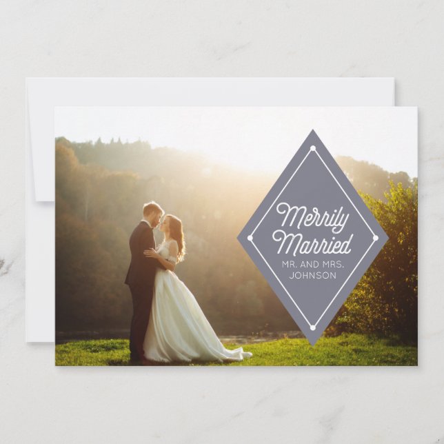 Merrily Married Wedding Announcement Holiday Photo (Front)