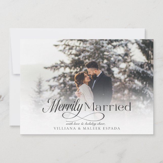 Merrily Married Wedding Newlywed Christmas Card (Front)