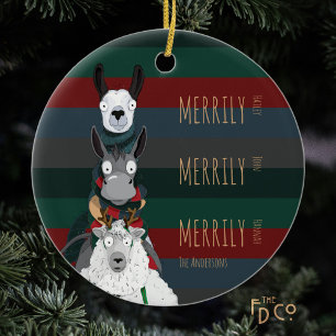 Merrily Merrily Merrily Funny Personalized Ceramic Ornament
