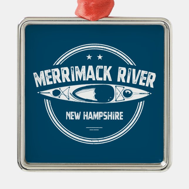 Merrimack River New Hampshire Kayak Metal Ornament (Front)