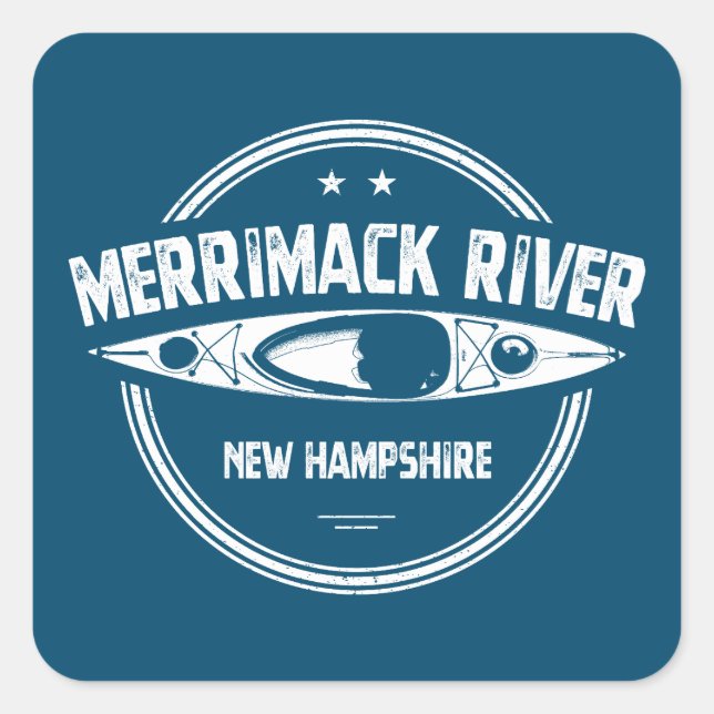 Merrimack River New Hampshire Kayak Square Sticker (Front)