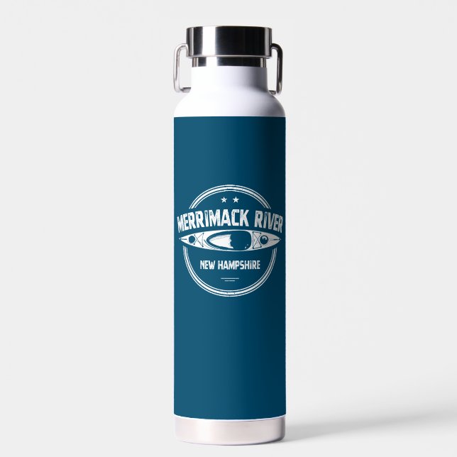 Merrimack River New Hampshire Kayak Water Bottle (Front)