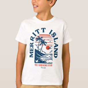 Merritt Island Florida Retro Surfer Vintage Beach T-Shirt