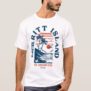Merritt Island Florida Retro Surfer Vintage Beach  T-Shirt