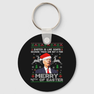 Merry 4th Of Easter Fun Biden Ugly Christmas Men Keychain