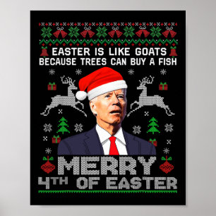 Merry 4th Of Easter Fun Biden Ugly Christmas Men Poster