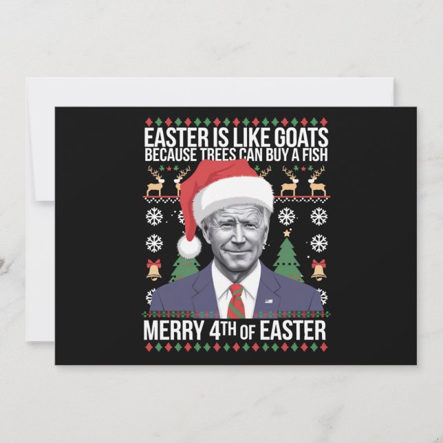 Merry 4th Of Easter Funny Biden Ugly Christmas  Holiday Card (Front)