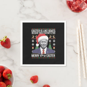 Merry 4th Of Easter Funny Biden Ugly Christmas  Napkin