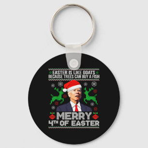 Merry 4th Of Easter Funny Christmas Ugly Sweater M Keychain