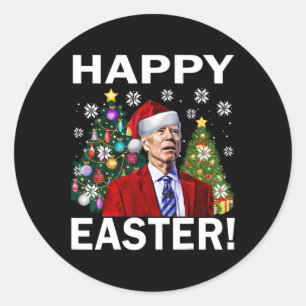 Merry 4th Of Easter Funny Joe Biden Christmas Ugly Classic Round Sticker