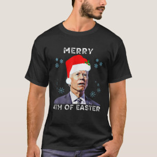 Merry 4th Of Easter Funny Xmas Joe Biden Confused T-Shirt