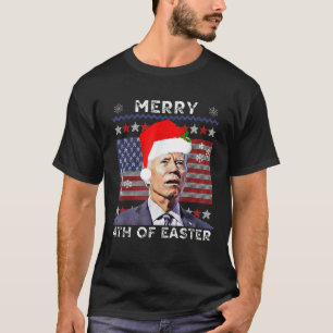 Merry 4th Of Easter Funny Xmas Joe Biden Confused T-Shirt