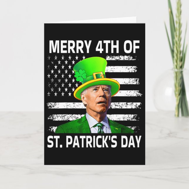 Merry 4th Of St. Patrick's Day Joe Biden St Patric Card (Front)