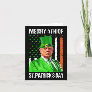 Merry 4th Of St Patricks Day Trump Leprechaun Hat Card