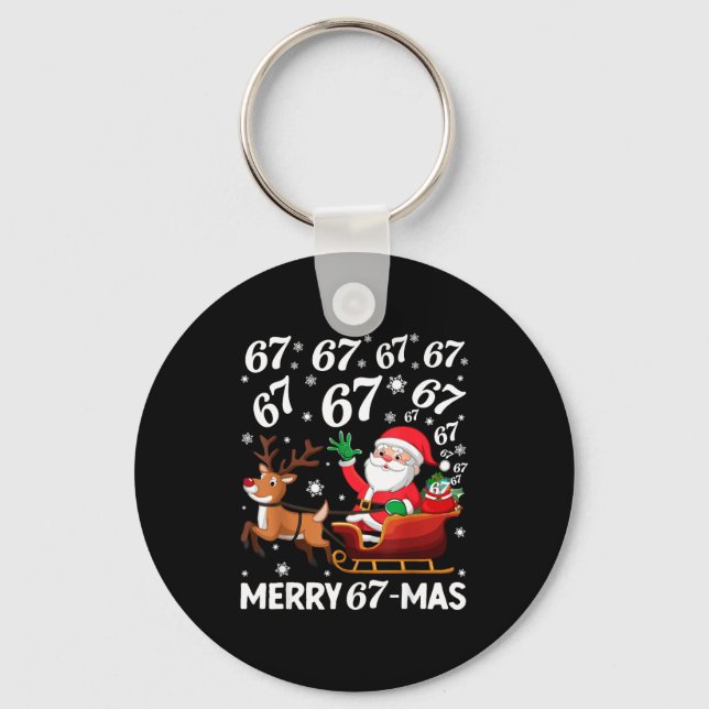 Merry 67-mas Funny Christmas Six Seven Holiday Hum Keychain (Front)
