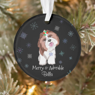 Merry & Adorable Shih Tzu Avec Snowflake Nom du ch